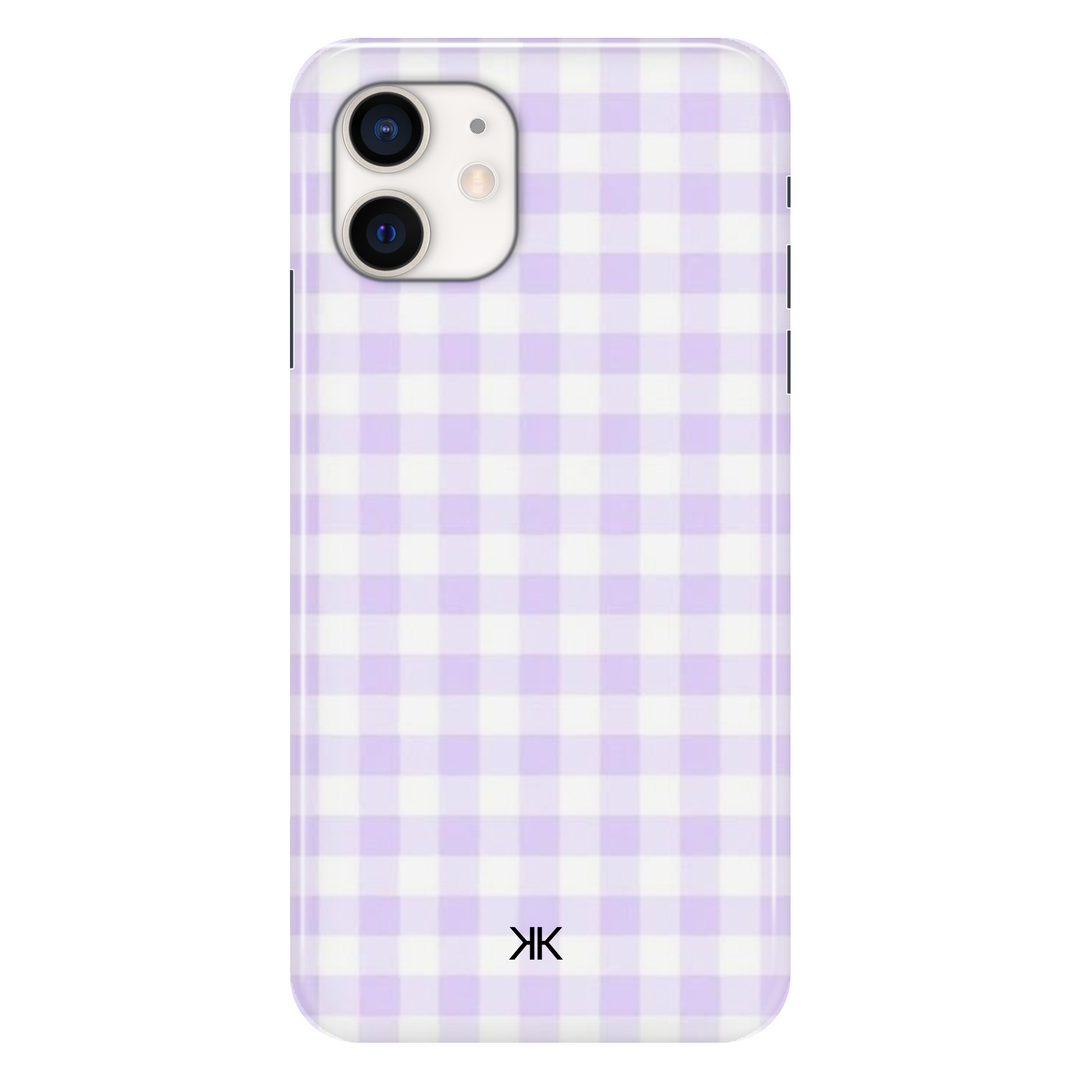 Lilac Gingham phone case for iPhone 12
