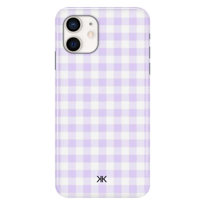 Lilac Gingham phone case for iPhone 12