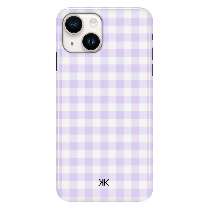 Lilac Gingham phone case for iPhone 14