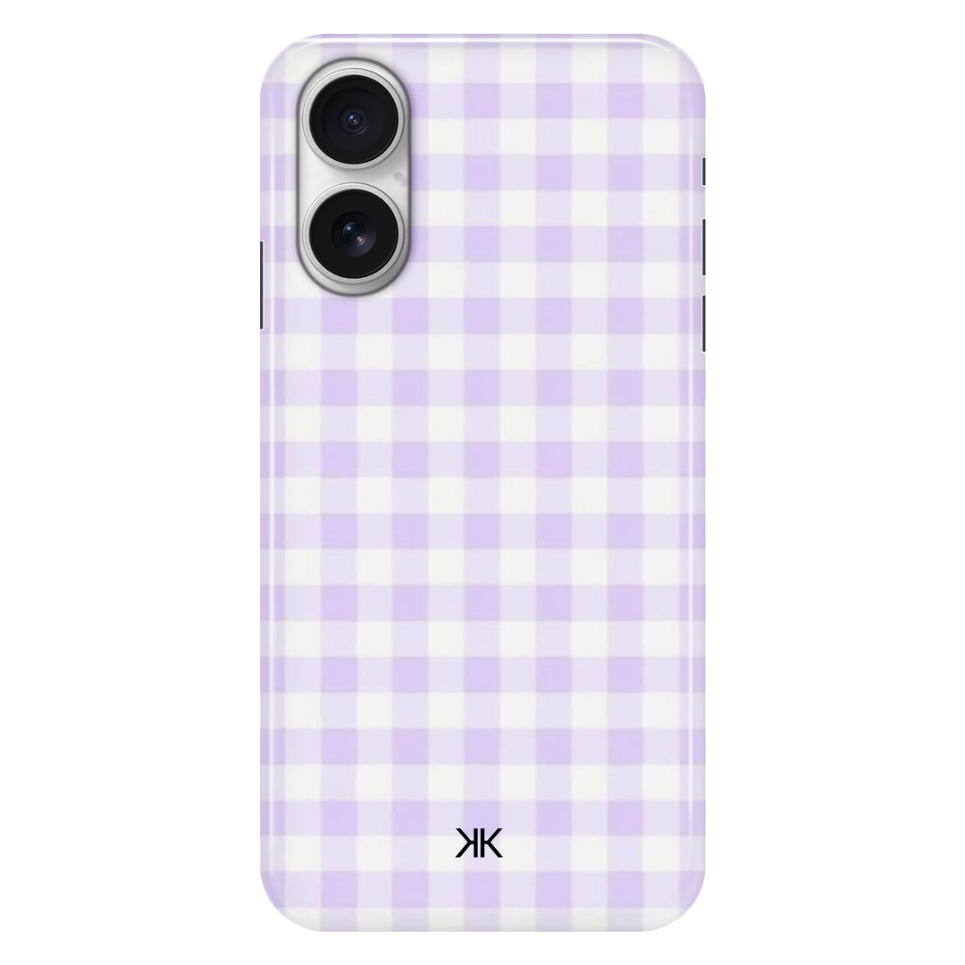 Lilac Gingham phone case for iPhone 16