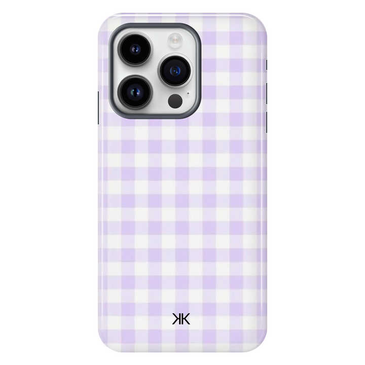 Lilac Gingham Phone Case - Tough Case - iphone-14-pro