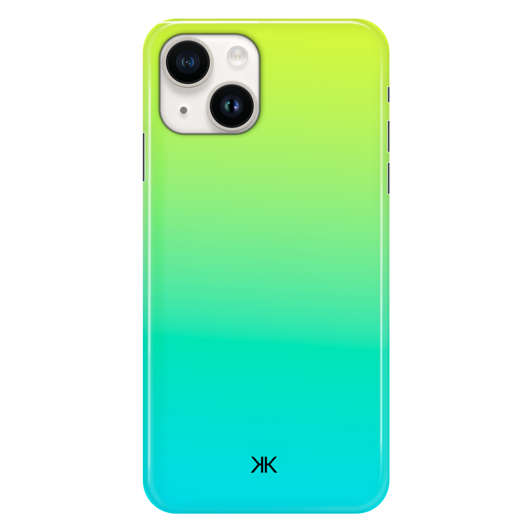 Neon Yellow Aqua phone case for iPhone 14