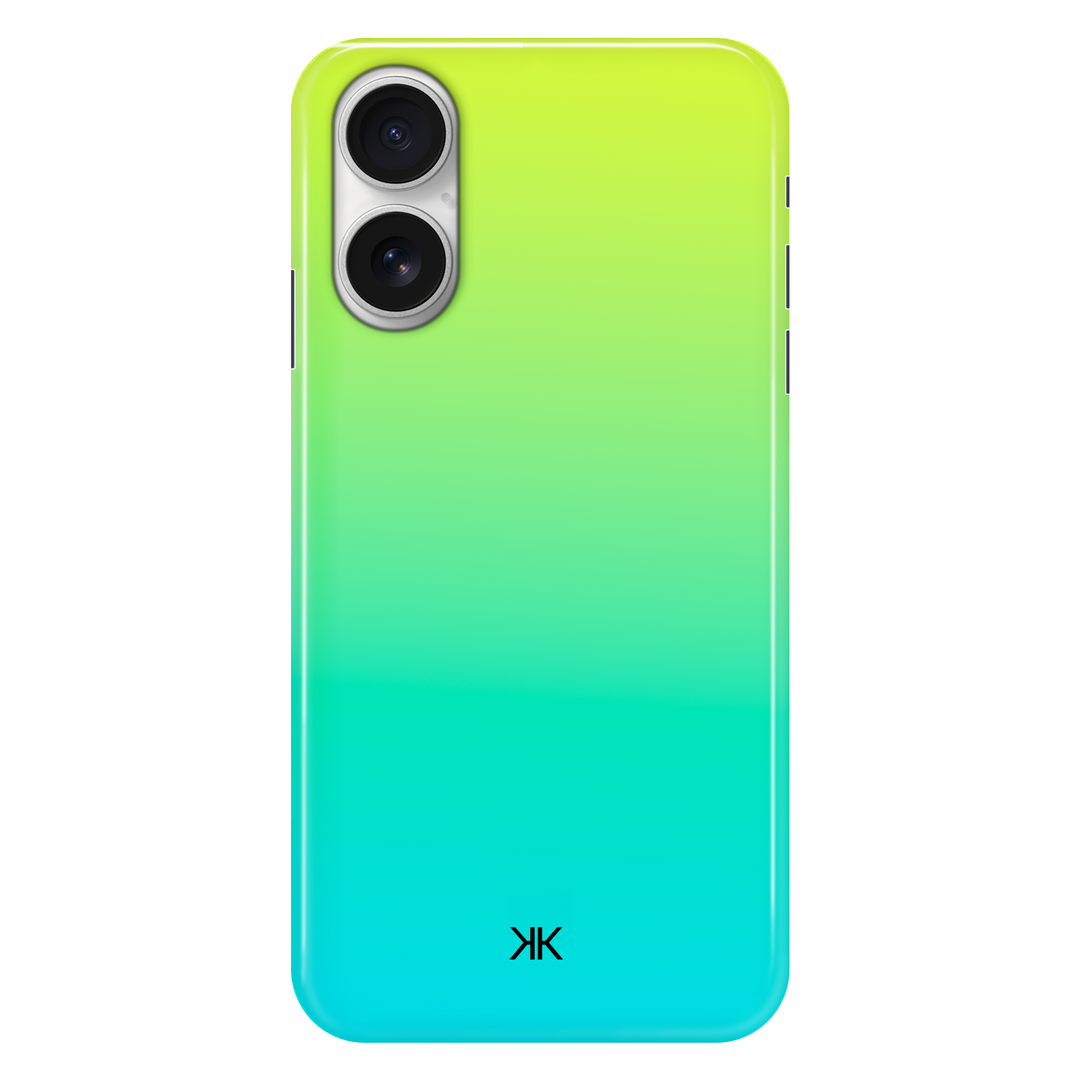 Neon Yellow Aqua phone case for iPhone 16