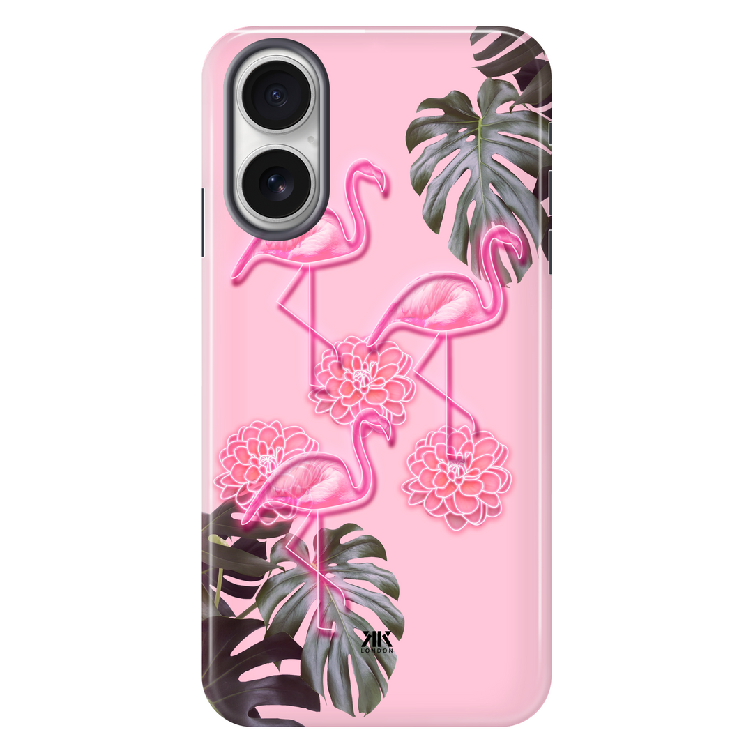 Pink Flamingos tough phone case for iPhone 16