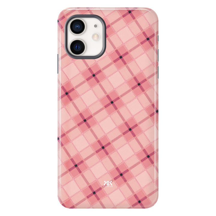Pink Tartan Pattern tough phone case for iPhone 12