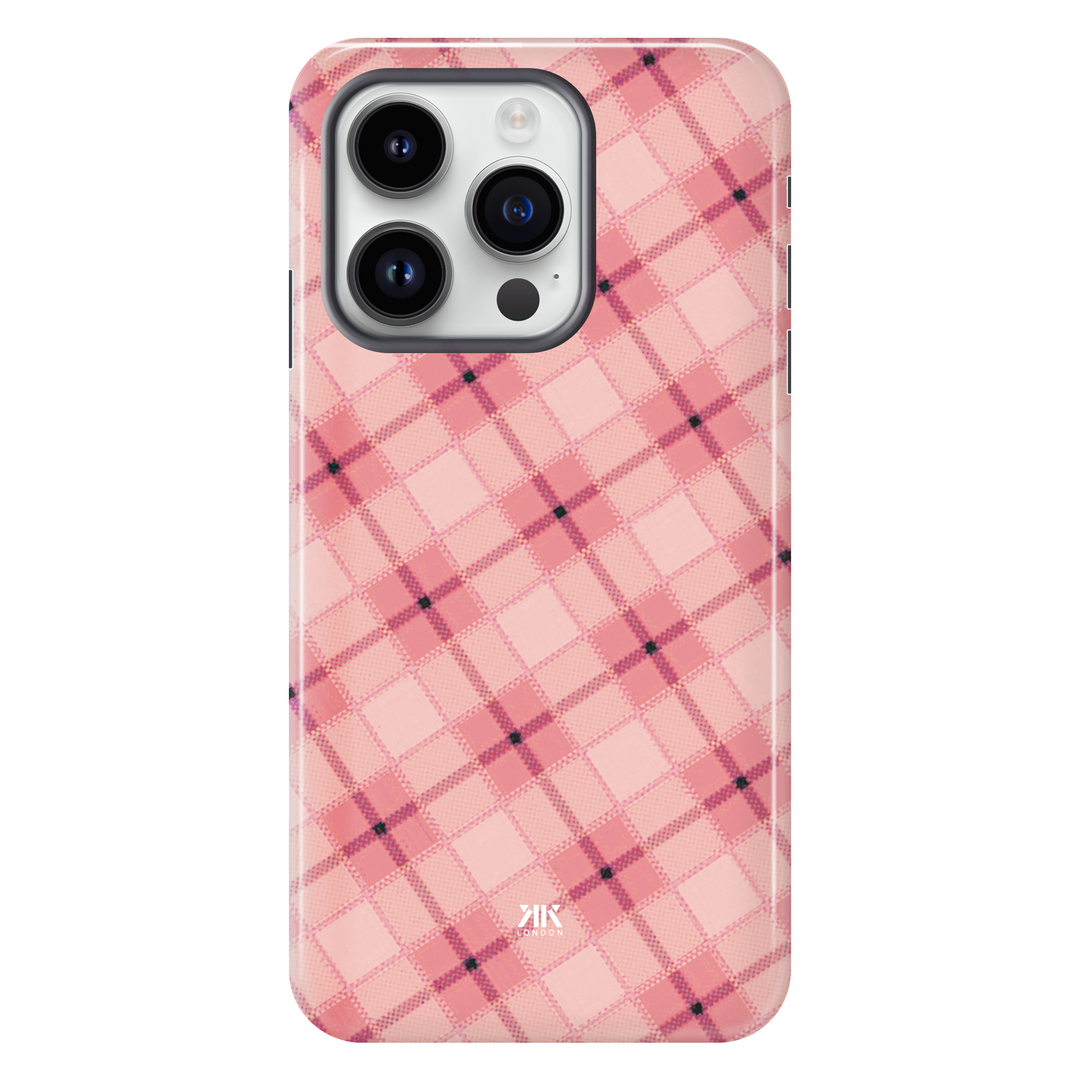 Pink Tartan Pattern tough phone case for iPhone 14 Pro