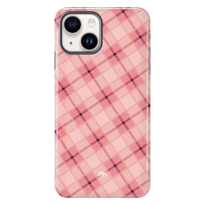 Pink Tartan Pattern tough phone case for iPhone 14