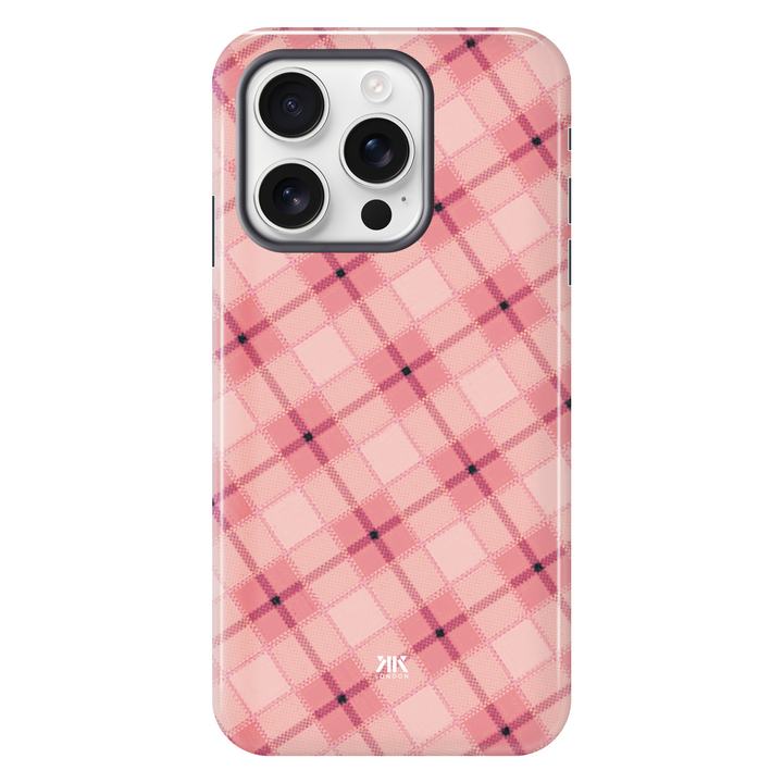 Pink Tartan Pattern tough phone case for iPhone 16 Pro