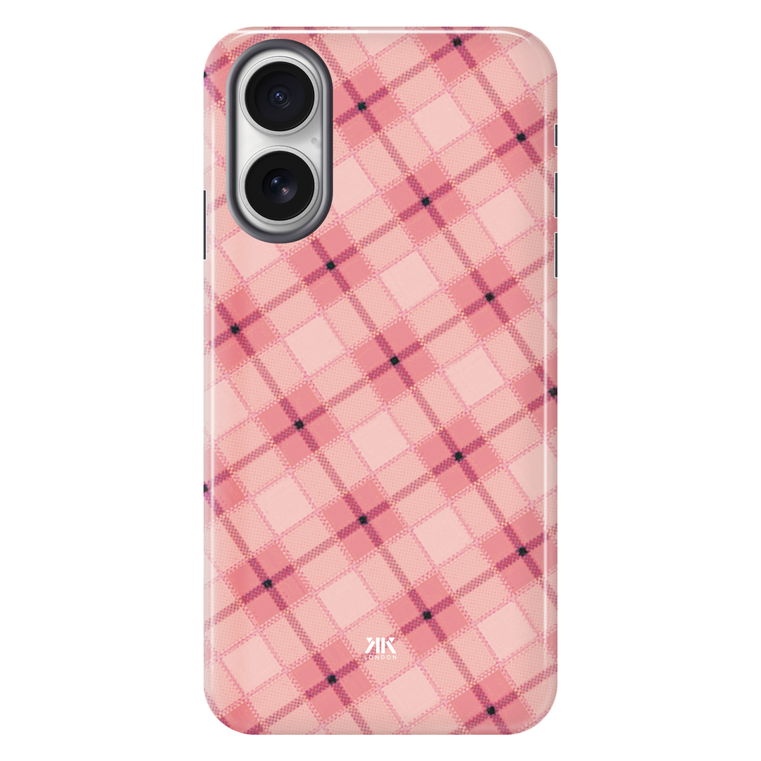 Pink Tartan Pattern tough phone case for iPhone 16