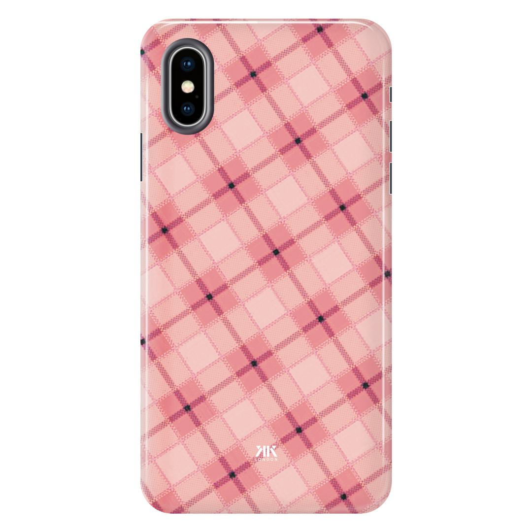 Pink Tartan Pattern tough phone case for iPhone X