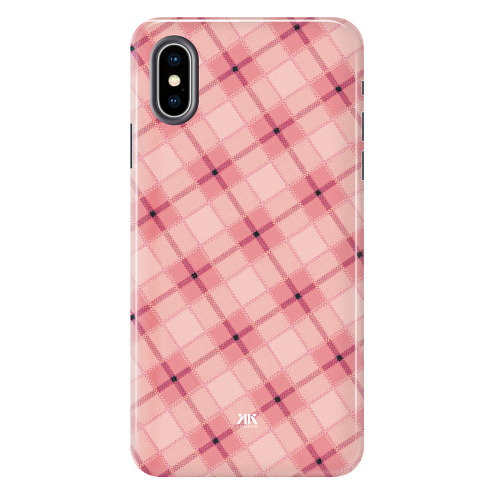 Pink Tartan Pattern tough phone case for iPhone X