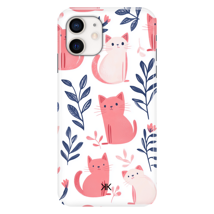 Pink and White Cats phone case for iPhone 12