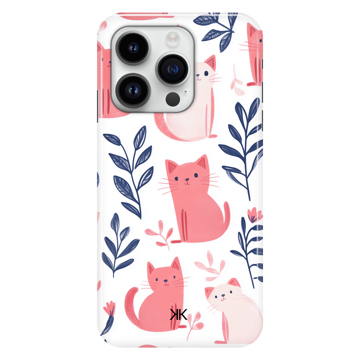 Pink and White Cats phone case for iPhone 14 Pro