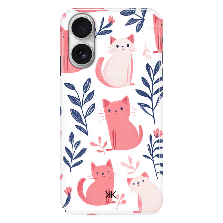 Pink and White Cats phone case for iPhone 16