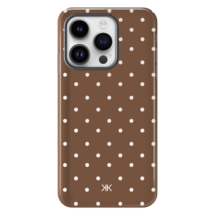 Polka Dot Brown tough phone case for iPhone 14 Pro