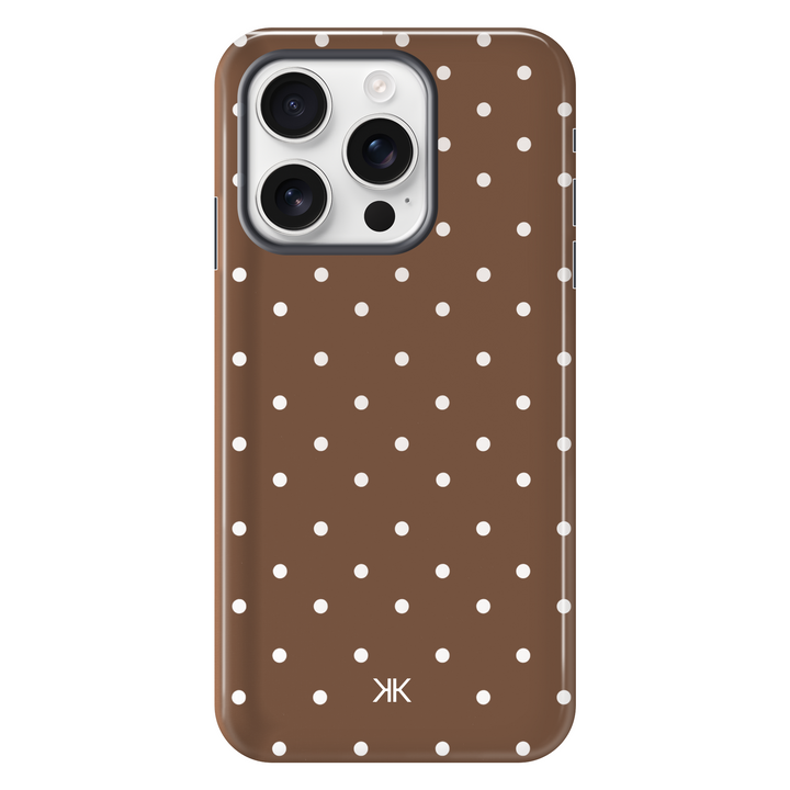 Polka Dot Brown tough phone case for iPhone 16 Pro