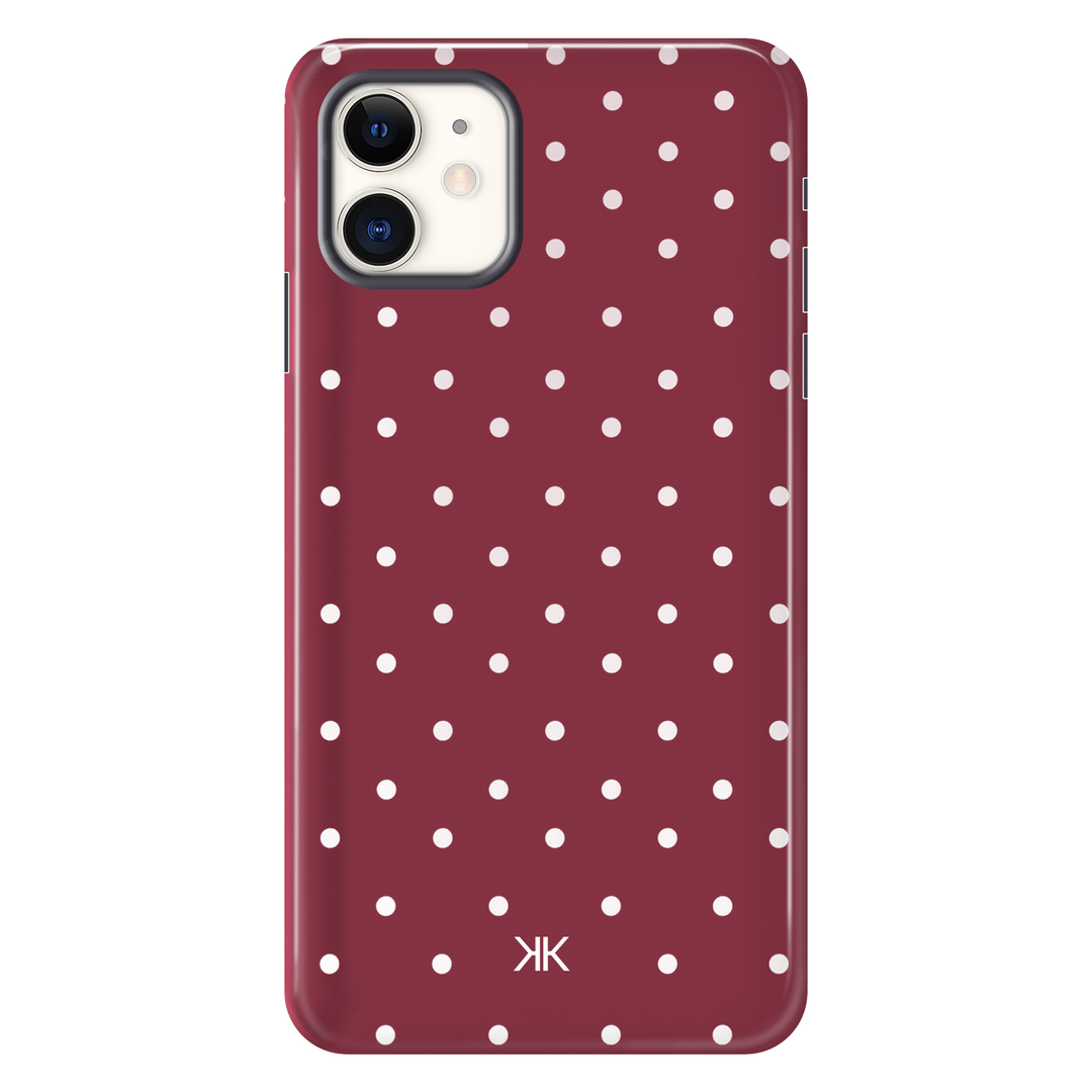 Polka Dot Burgundy tough phone case for iPhone 11