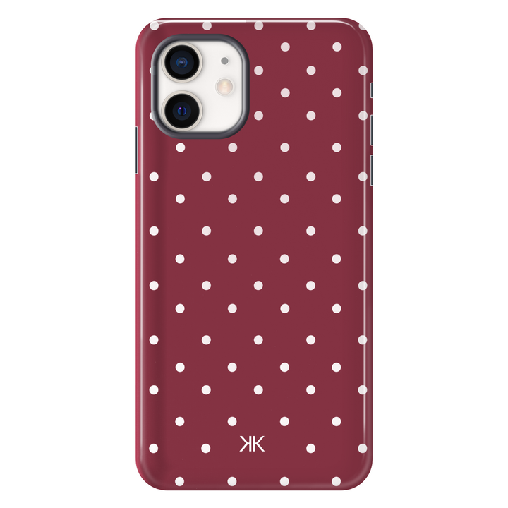 Polka Dot Burgundy tough phone case for iPhone 12