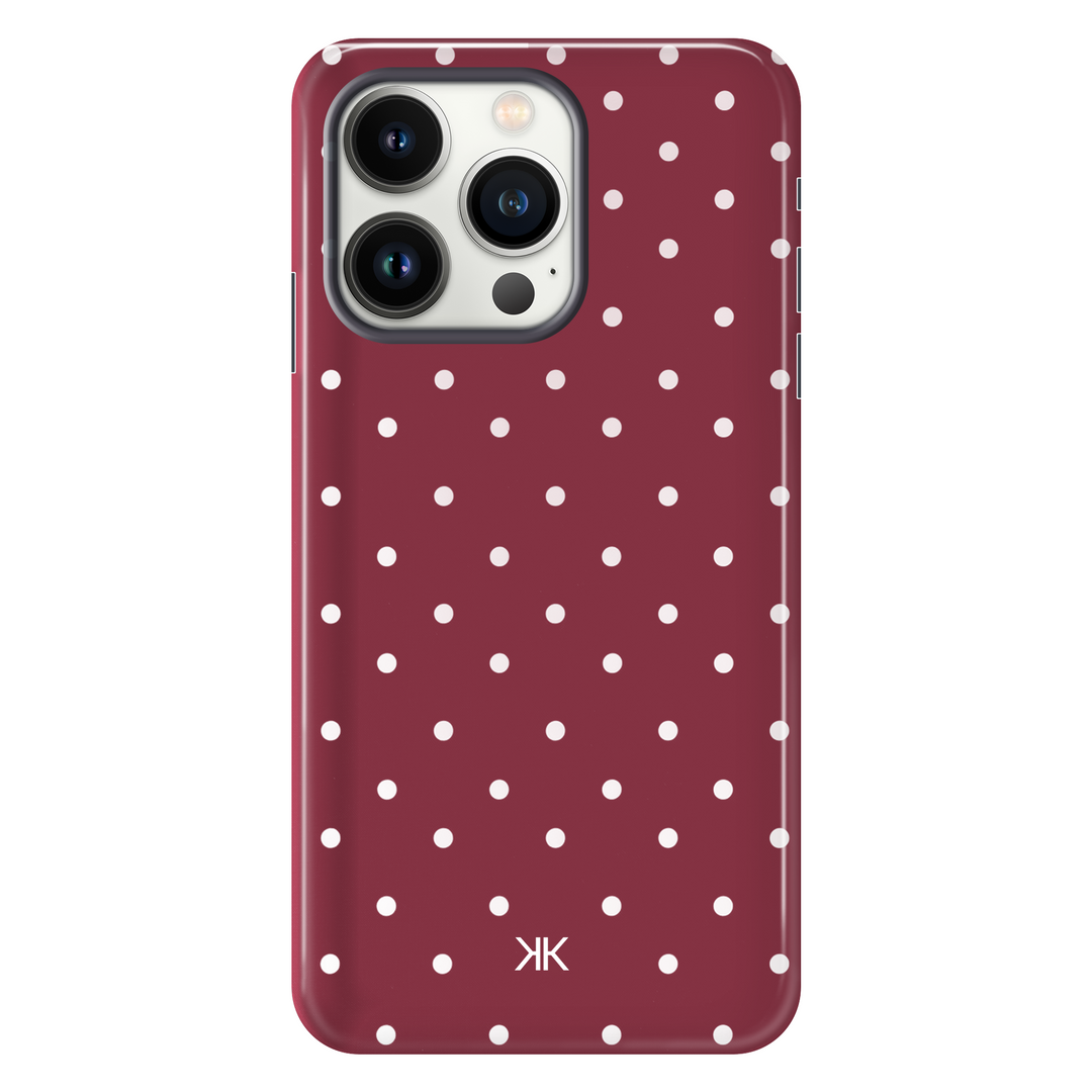Polka Dot Burgundy tough phone case for iPhone 13 Pro