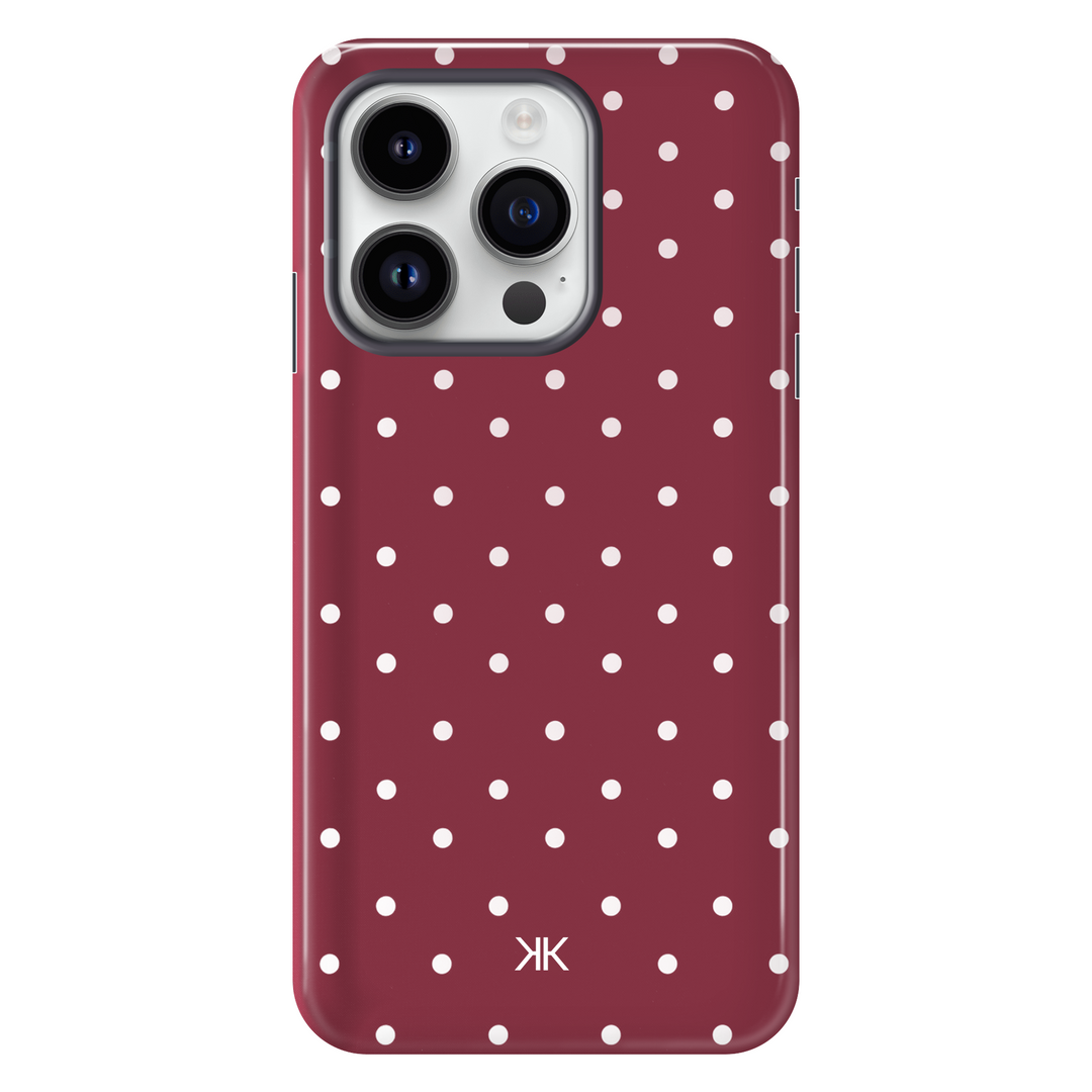 Polka Dot Burgundy tough phone case for iPhone 14 Pro
