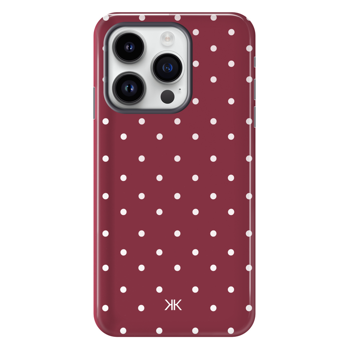 Polka Dot Burgundy tough phone case for iPhone 14 Pro