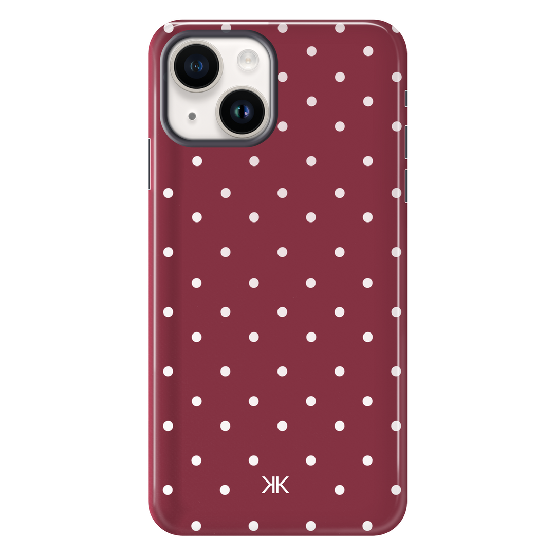 Polka Dot Burgundy tough phone case for iPhone 14