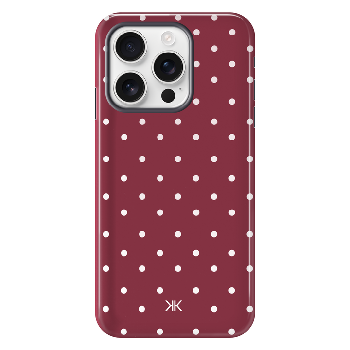 Polka Dot Burgundy tough phone case for iPhone 16 Pro