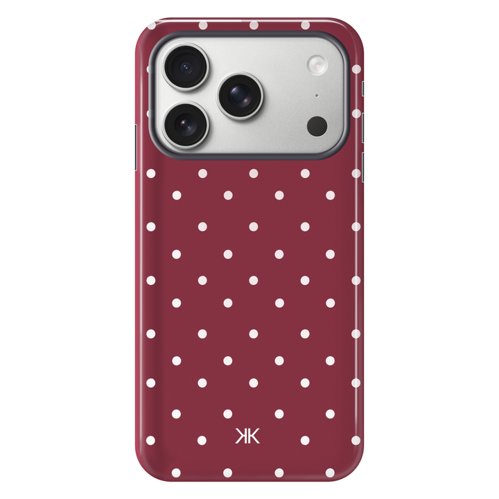 Polka Dot Burgundy tough phone case for iPhone 17 Pro