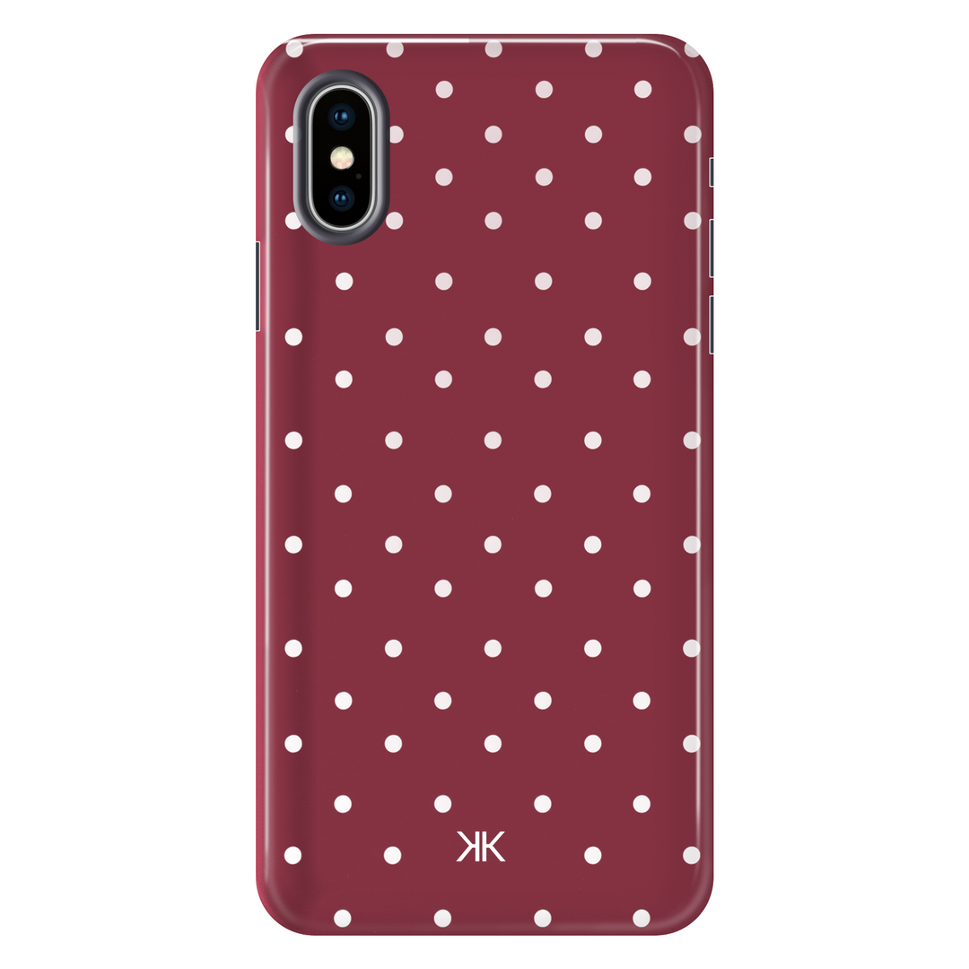 Polka Dot Burgundy tough phone case for iPhone X