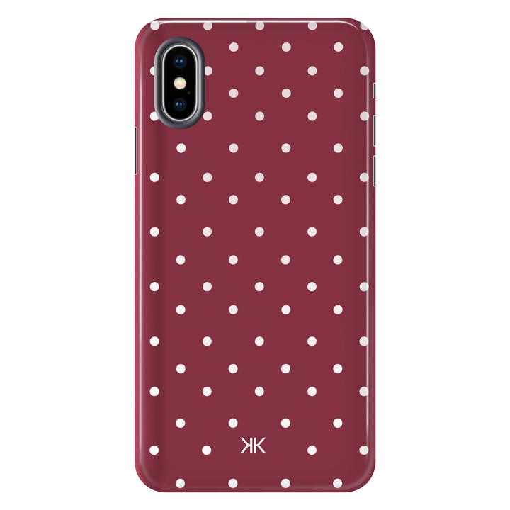 Polka Dot Burgundy tough phone case for iPhone X