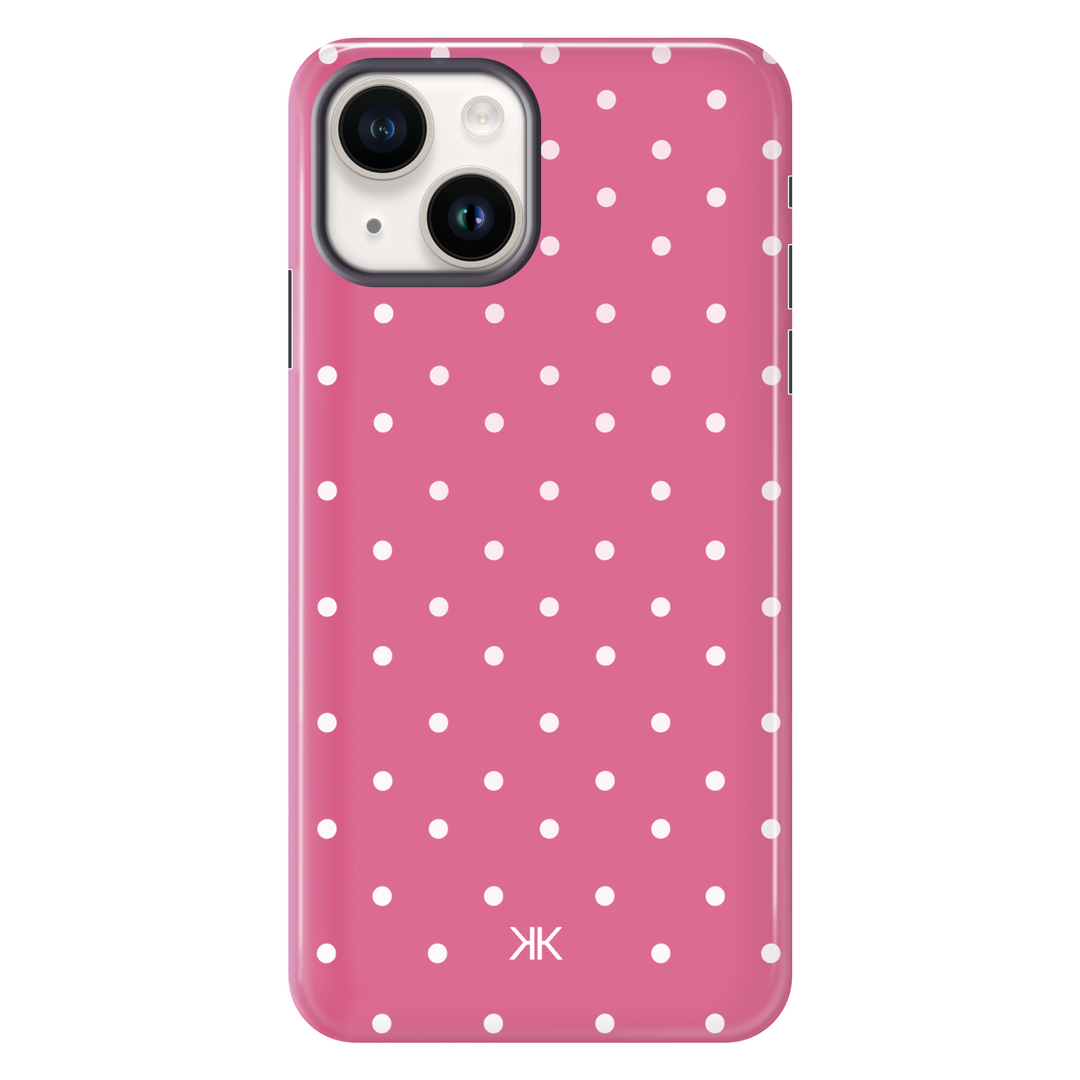 Polka Dot Pink tough phone case for iPhone 14