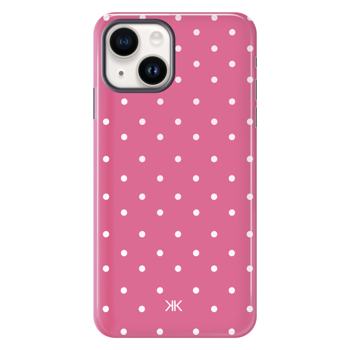 Polka Dot Pink tough phone case for iPhone 14