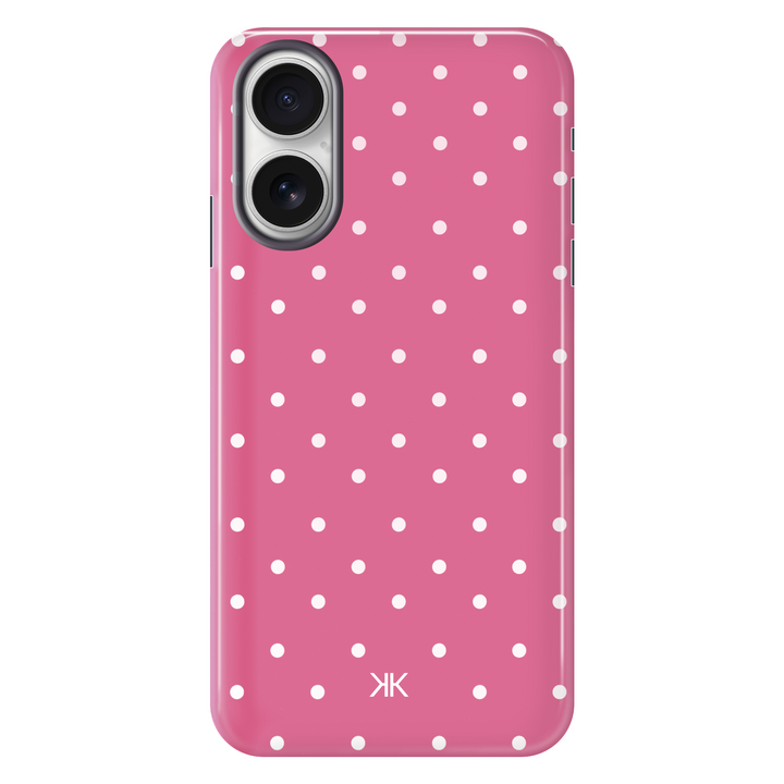 Polka Dot Pink tough phone case for iPhone 16