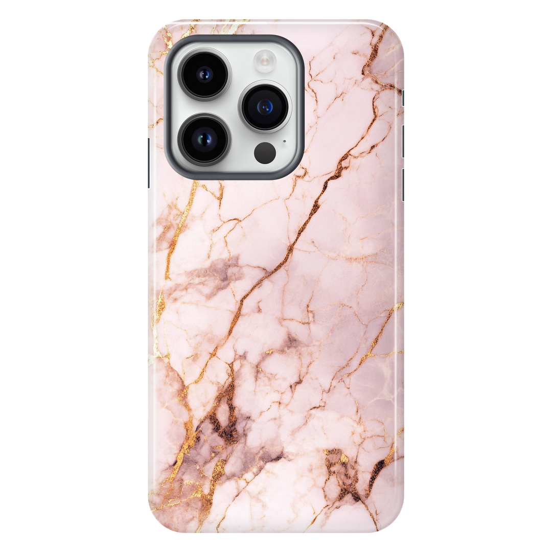 Rose Gold Marble tough phone case for iPhone 14 Pro