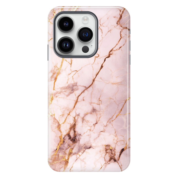 Rose Gold Marble tough phone case for iPhone 14 Pro