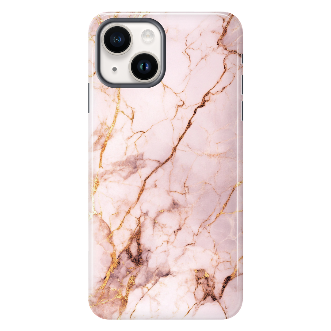 Rose Gold Marble tough phone case for iPhone 14