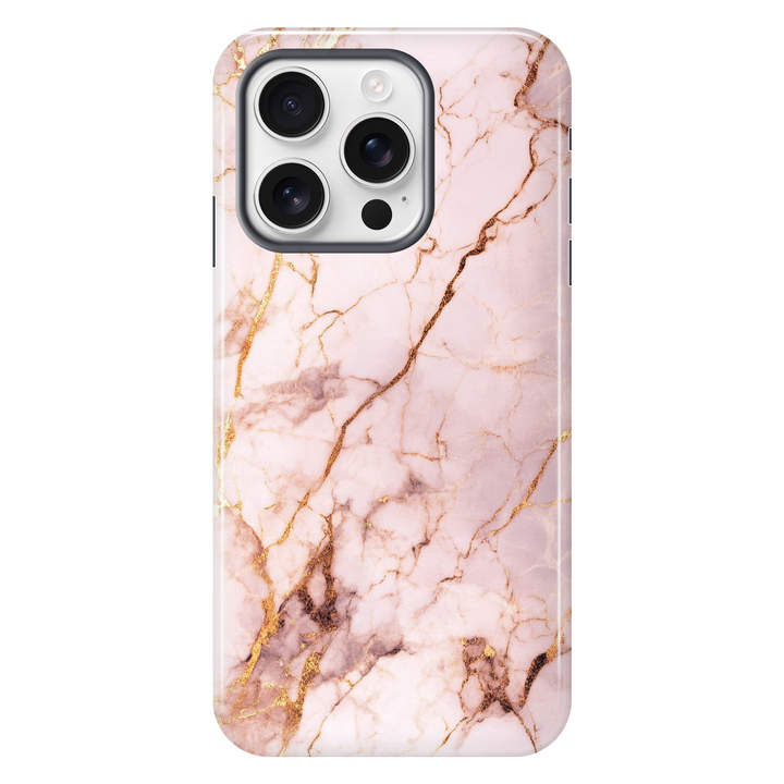 Rose Gold Marble tough phone case for iPhone 16 Pro