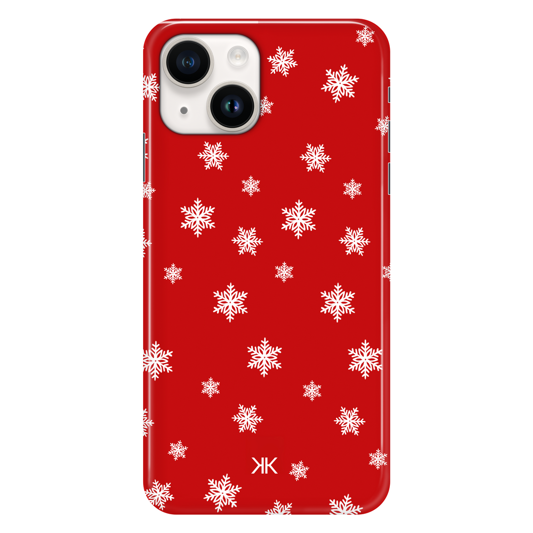 Red Snowflake Christmas phone case for iPhone 14