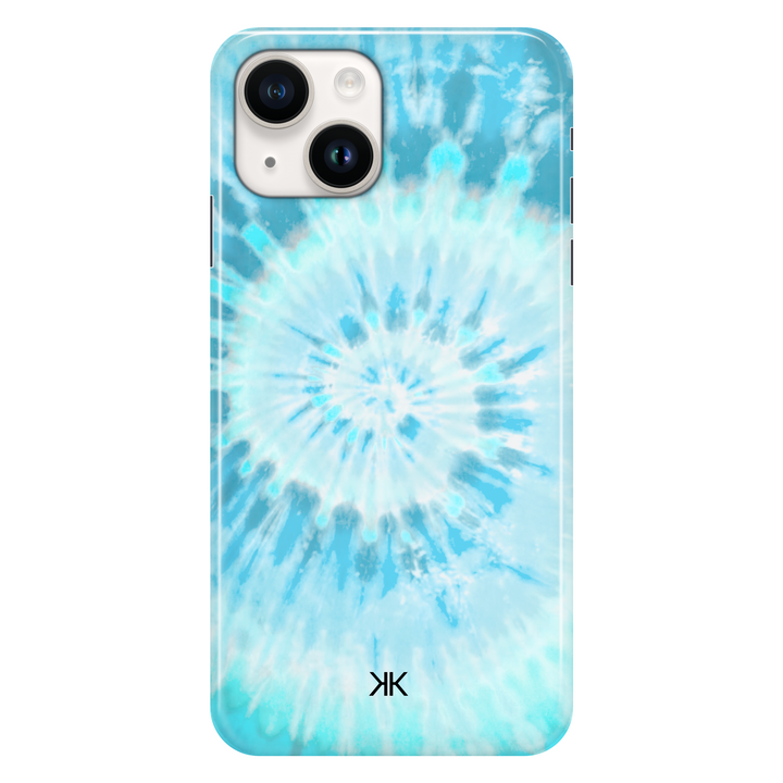 Blue Spiral Tie Dye phone case for iPhone 14