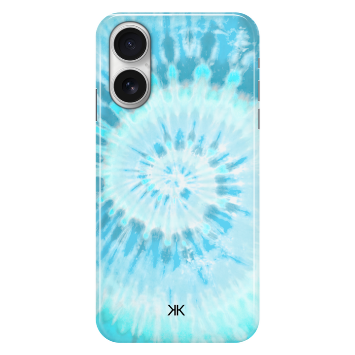 Blue Spiral Tie Dye phone case for iPhone 16