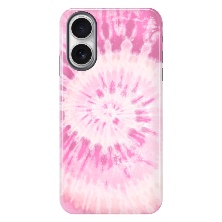 Pink Spiral Tie Dye tough phone case for iPhone 16