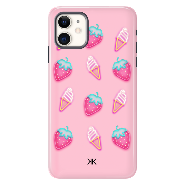 Pink Strawberry Ice Cream Phone Case - Tough Case - iphone-11