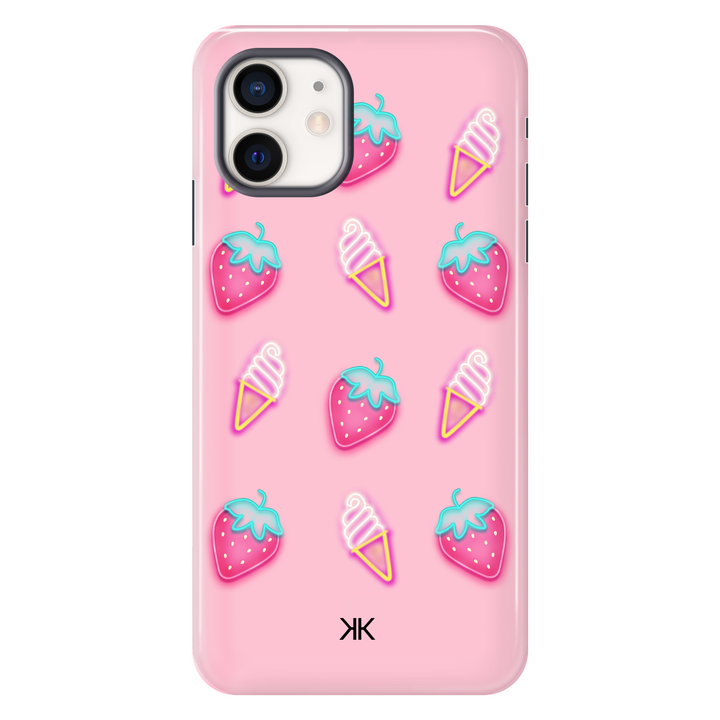 Pink Strawberry Ice Cream Phone Case - Tough Case - iphone-12