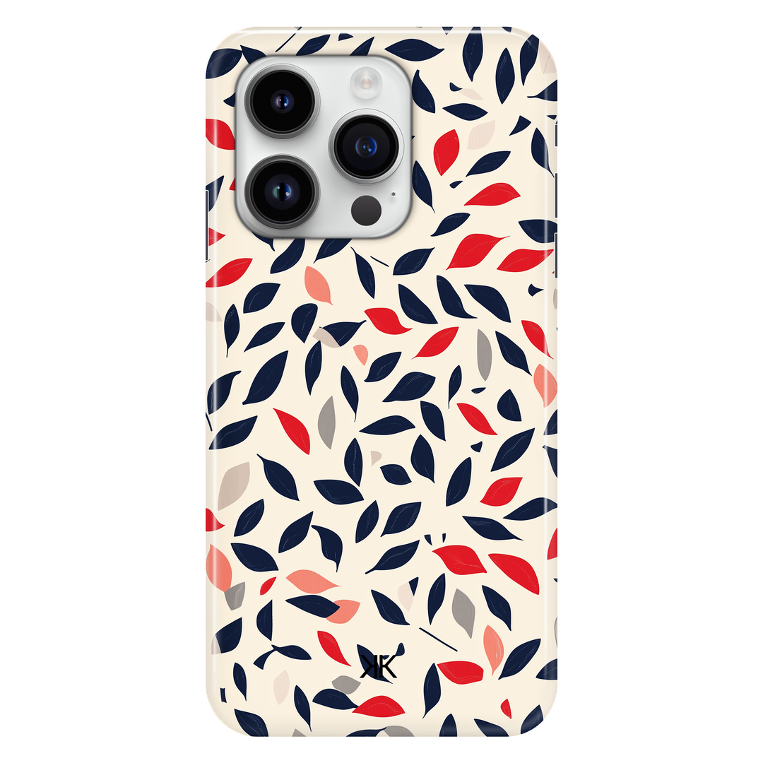 Blue and Red Leaves phone case for iPhone 14 Pro
