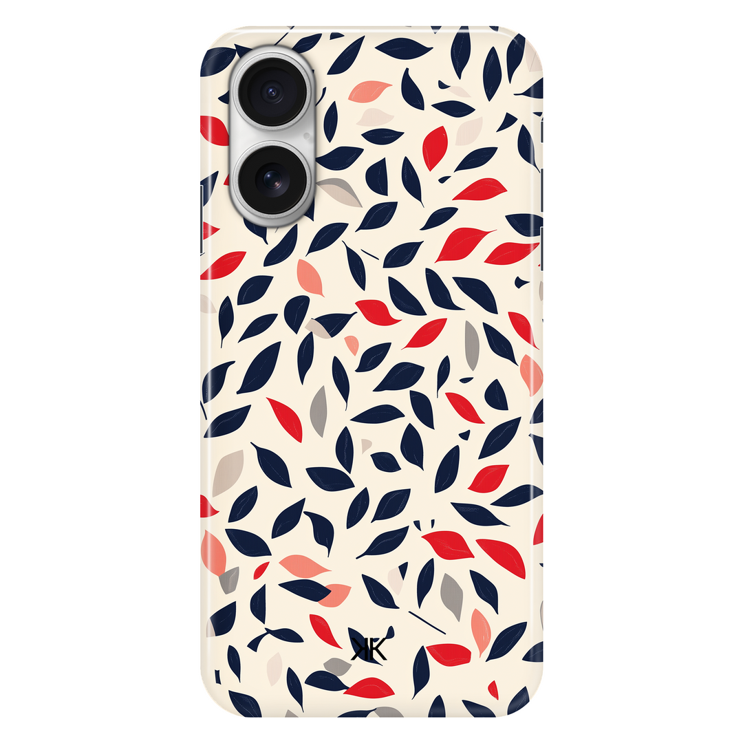 Blue and Red Leaves phone case for iPhone 16