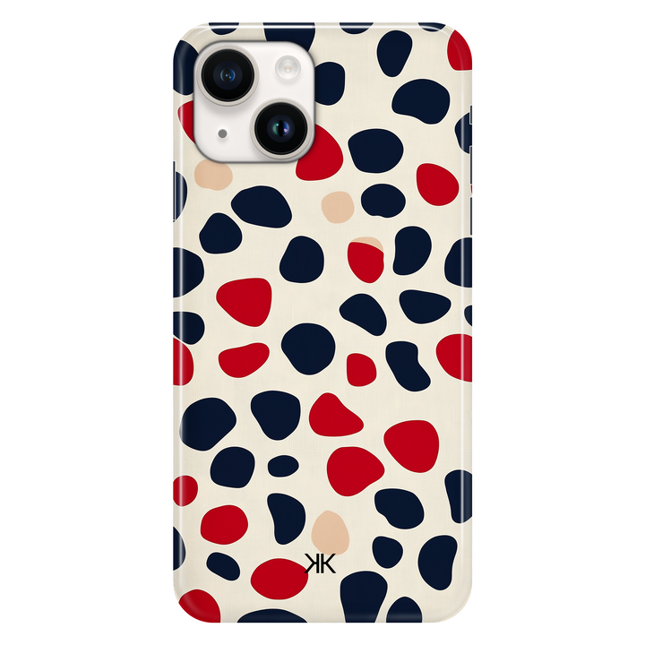 Blue and Red Spotted phone case for iPhone 14