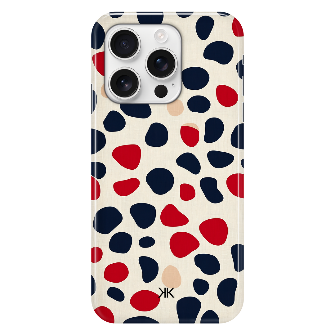 Blue and Red Spotted phone case for iPhone 16 Pro