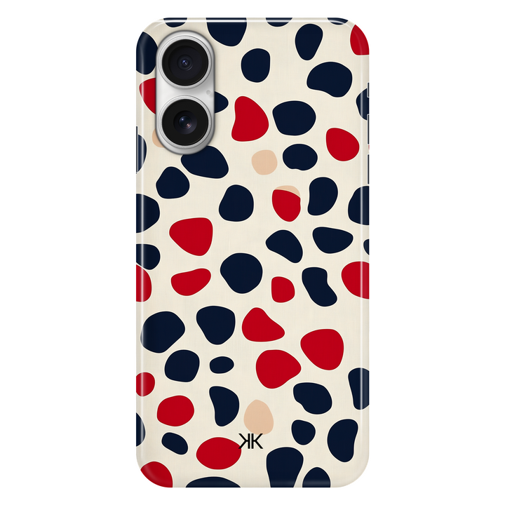Blue and Red Spotted phone case for iPhone 16