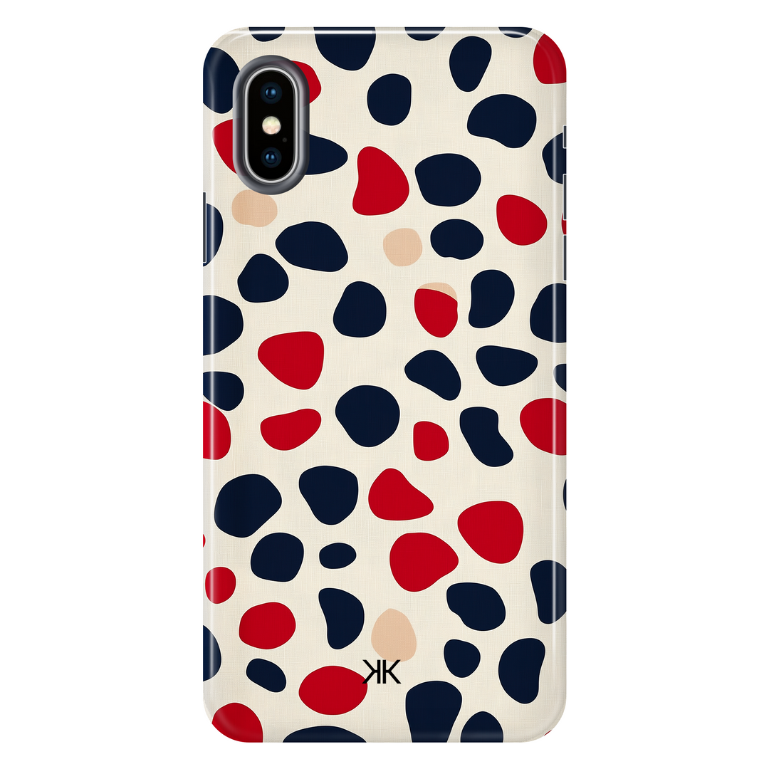 Blue and Red Spotted tough phone case for iPhone X