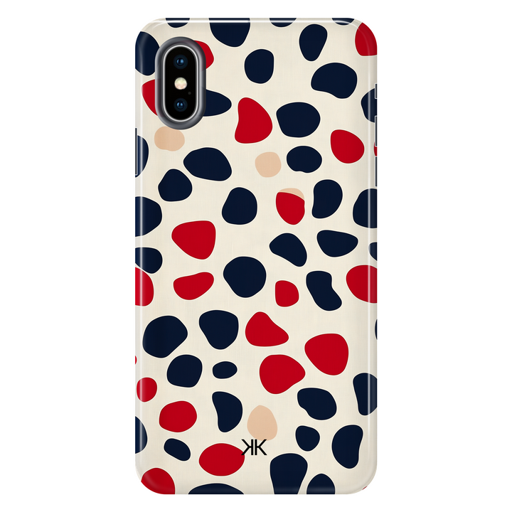Blue and Red Spotted tough phone case for iPhone X